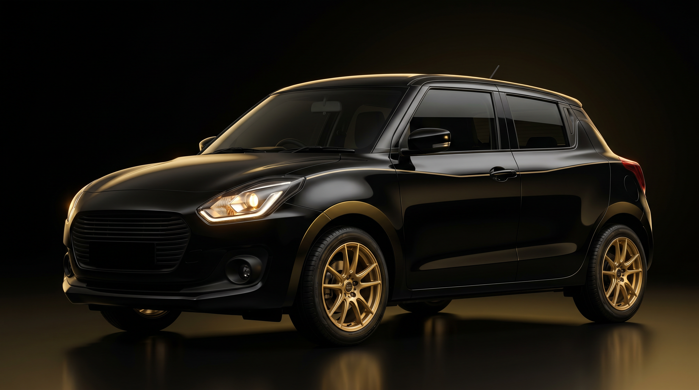 Black used car with gold trim